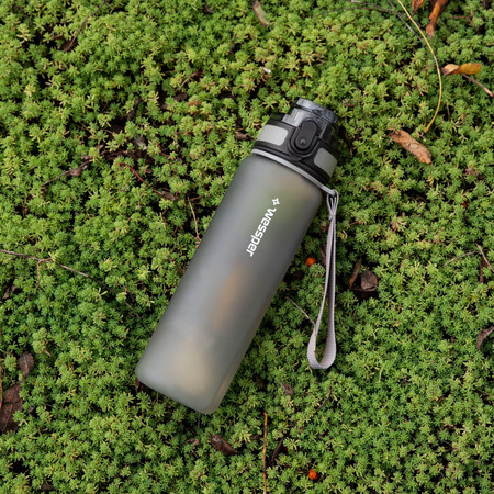 Wessper Butelka na wodę z tritanu motywacyjna z miarką ACTIVEMAX TRILINE z możliwością filtracji szara 500 ml