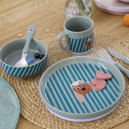 Lassig Komplet naczyń z porcelany Tiny Team Piesek