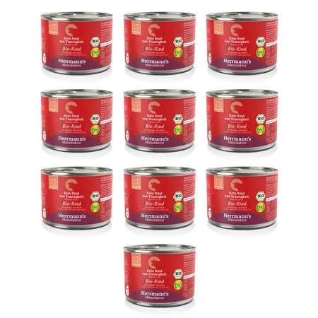 Zestaw 10x HERRMANN'S Selection Cat Bio Rind- bio wołowina z marchewką (200g)