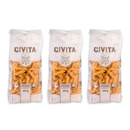 Zestaw: 3x MAKARON (KUKURYDZIANY) PENNE BEZGLUTENOWY 450 g - CIVITA