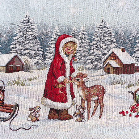 Obrus gobelinowy ze świątecznym wzorem rozm.: 50 x 110 cm, kolor: srebrny