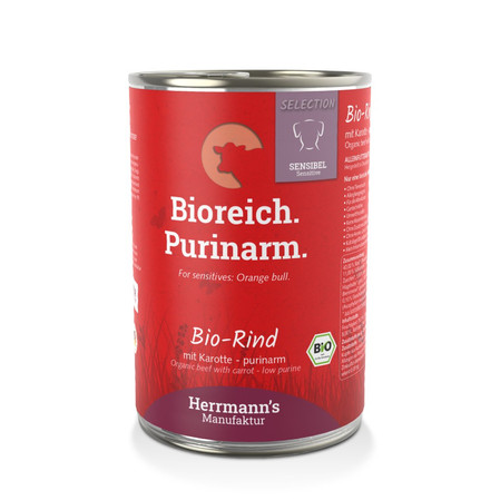 Zestaw 10x HERRMANN'S Selection Sensitive Dog Bio Rind Purinarm - bio wołowina, niski poziom puryn (400g)