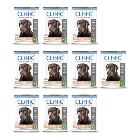 Zestaw 10x CLiNiC Veterinary Diet Dog Hypoallergenic Salmon 415g - mokra karma weterynaryjna dla psów