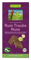 RAPUNZEL - Czekolada Mleczna Z Rodzynkami, Rumem I Orzechami Laskowymi Fair Trade Bio  - 100 G 