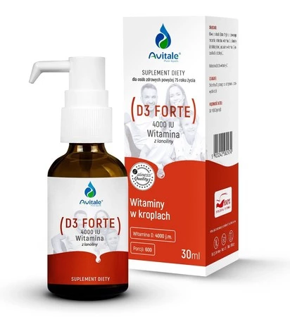 Avitale Witamina D3 FORTE 4000, z lanoliny Olive, 30ml