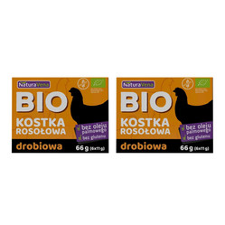 Zestaw: 2x KOSTKA ROSOŁOWA DROBIOWA BEZGLUTENOWA BIO 66 g - NATURAVENA