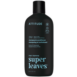 Attitude SUPER LEAVES, Szampon i odżywka do włosów 2w1 dla mężczyzn, pielęgnacja skóry głowy - Eukaliptus i Szałwia, 415 ml