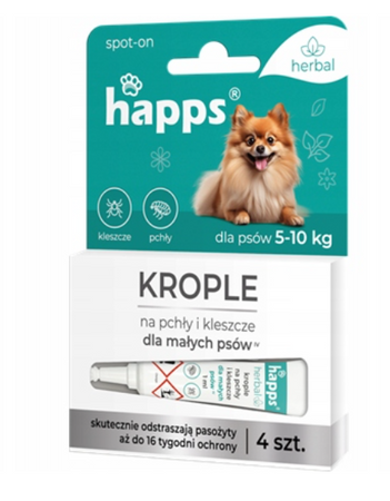BROS HAPPS Herbal - krople na pchły i kleszcze dla małych psów 5 - 10kg