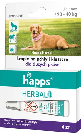 HAPPS Herbal - krople na pchły i kleszcze dla dużych psów 20 - 40kg