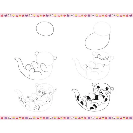 Janod Zestaw kreatywny Rysowanie krok po kroku Modele kawaii 20 rysunków 7+