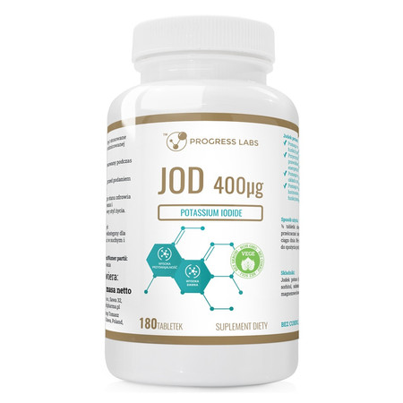Progess Labs Jod 400mcg wsparcie prawidłowej pracy tarczycy 180 tabl. vege