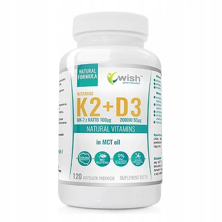 Wish K2 Mk-7 100µg + D3 2000Iu In Mct Oil  120 kaps.