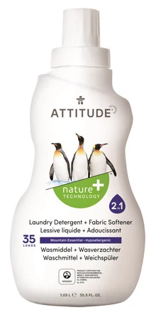 Attitude, Płyn do prania i płukania 2 w 1 Górska Świeżość (Mountain Essentials) 35 prań - 1040 ml