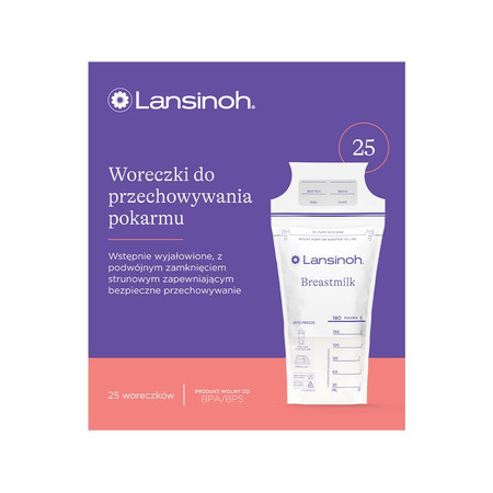 Lansinoh, Woreczki do przechowywania pokarmu, 25 szt.