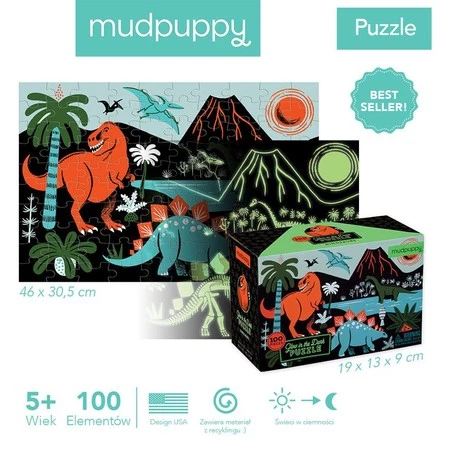 Mudpuppy Puzzle świecące w ciemności Dinozaury 100 elementów 5+