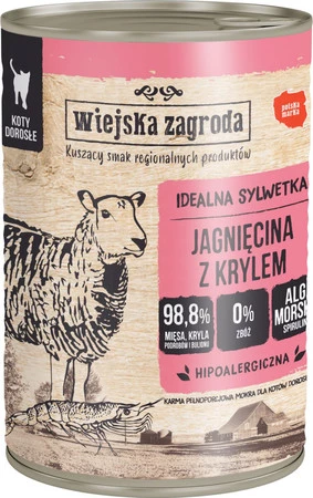 WIEJSKA ZAGRODA Jagnięcina z Krylem bez zbóż dla kotów 400g