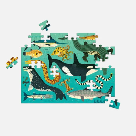 Mudpuppy Puzzle dwustronne Drapieżniki lądowe i wodne 100 elementów 6+