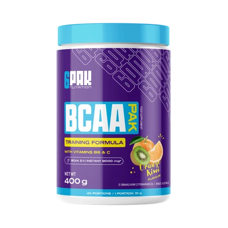 6PAK BCAA PAK Aminokwasy 400 g smak pomarańcza - kiwi