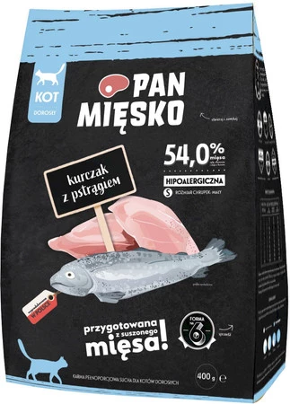 PAN MIĘSKO Kurczak z Pstrągiem dla kota S 400g