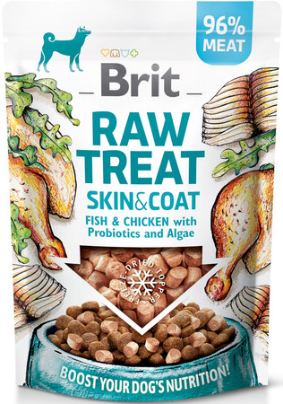 BRIT Dog Raw Treat SKIN / COAT Ryba Kurczak Algi 40g