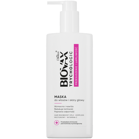 L'biotica Biovax Trychologic maska do włosów i skóy głowy przesuszenie i łamliwość 200 ml