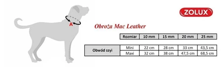 ZOLUX Obroża regulowana Mac Leather Czerwona 20mm