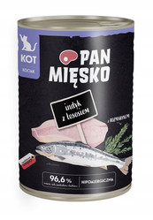 Pan Mięsko Indyk z łososiem - Karma mokra dla kota kociaka - 400g