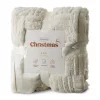 Koc dekoracyjny świąteczny rozm.: 150 x 200 cm, kolor: kremowy