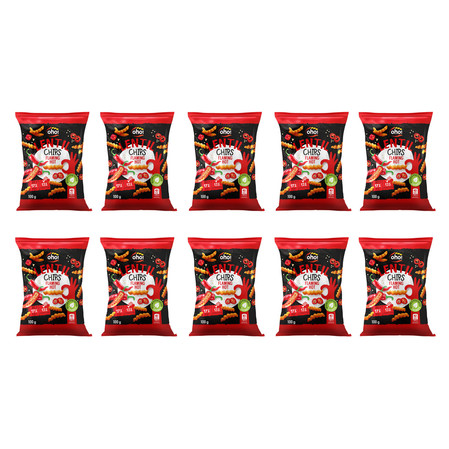 Zestaw 10x Chipsy z czerwonej soczewicy o smaku flaming hot 100g