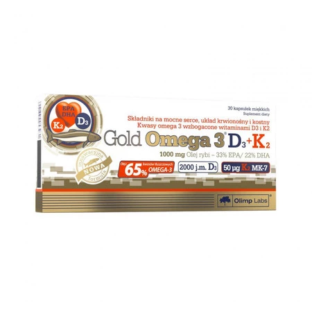 Olimp Gold Kwasy Omega 3 D3+K2 - 30 kaps.