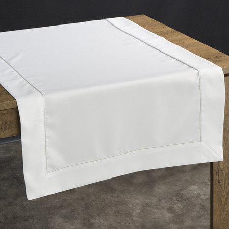 Bieżnik z srebrną lamówką szerokość: 40 cm, długość: 180 cm, kolor: biały