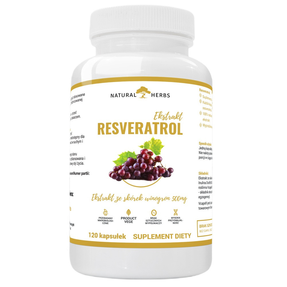 Altopharma Natural Herbs Resveratrol Ekstrakt 500mg 120 kaps. - Nabea.pl