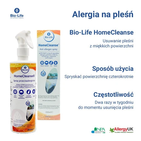 Bio-Life HomeCleanse, Antyalergiczny spray do obić i tkanin, 350 ml