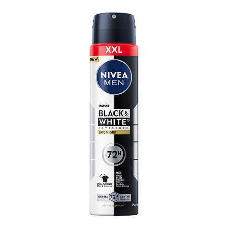 Men Black &amp; White Invisible Epic Night antyperspirant spray 250ml