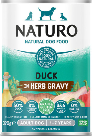 NATURO Adult Dog GF Kaczka w sosie ziołowym 390g