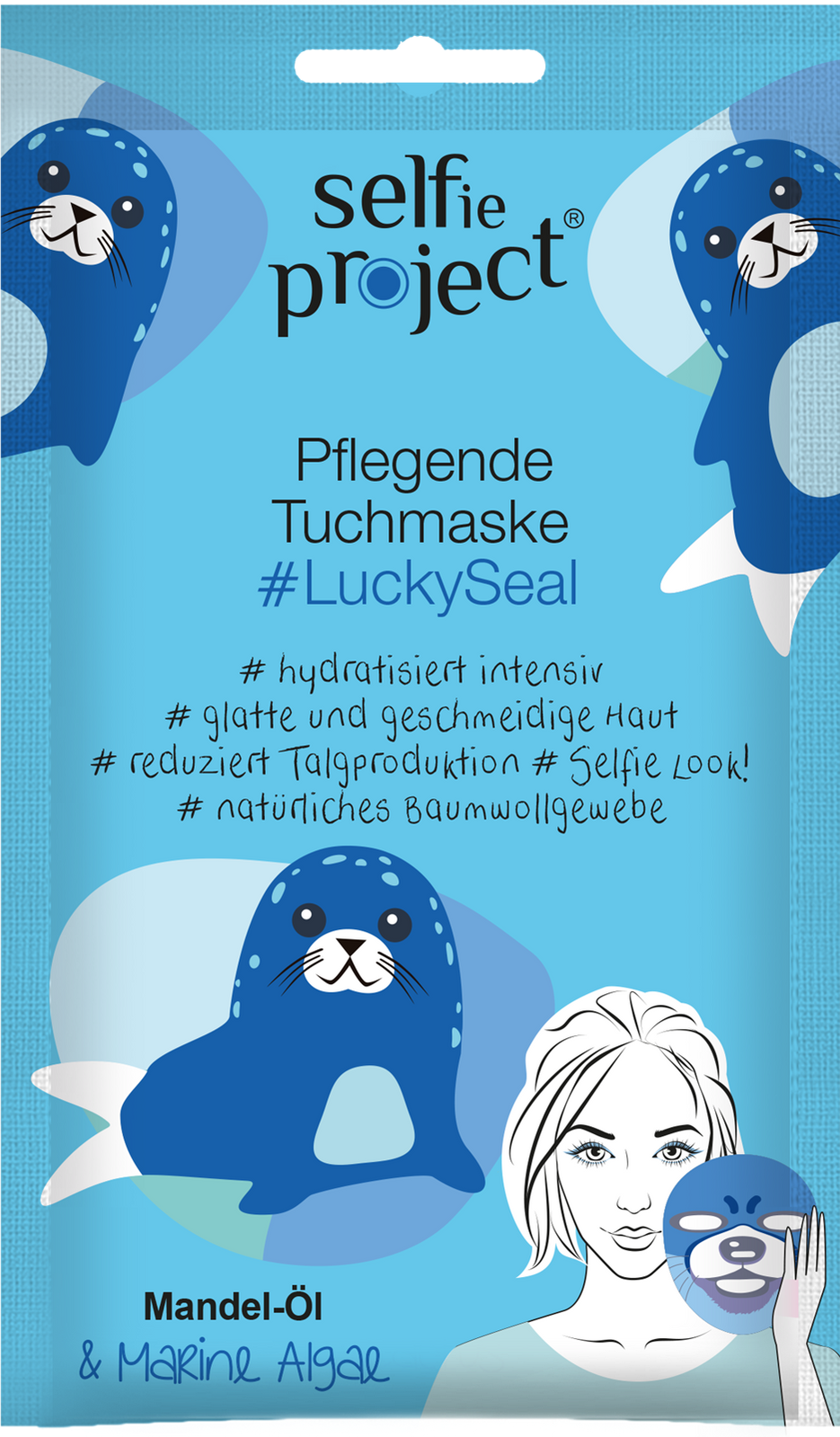 Selfie Project, Maska Nawilżająca na Tkaninie #LuckySeal, 15 ml. - Nabea.pl