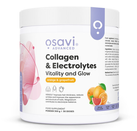 Osavi Collagen Electrolytes Vitality and Glow Kolagen i Elektrolity 300g smak pomarańcza i grejpfrut
