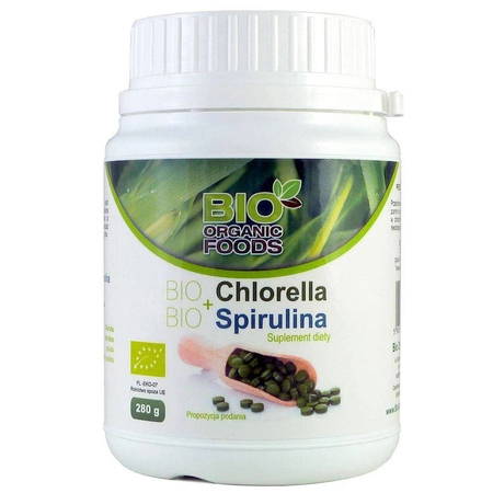 BIO Orgnanic Food - Chlorella + BIO Spirulina w tabletkach - 280g 