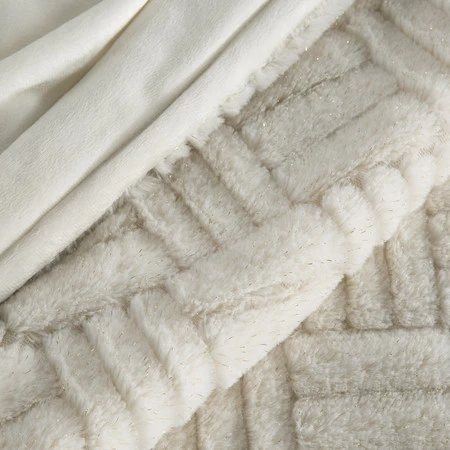 Koc dekoracyjny świąteczny rozm.: 150 x 200 cm, kolor: kremowy