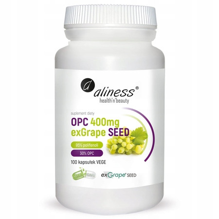 Aliness OPC exGrapeSeeds 400 mg x 100 vege caps.