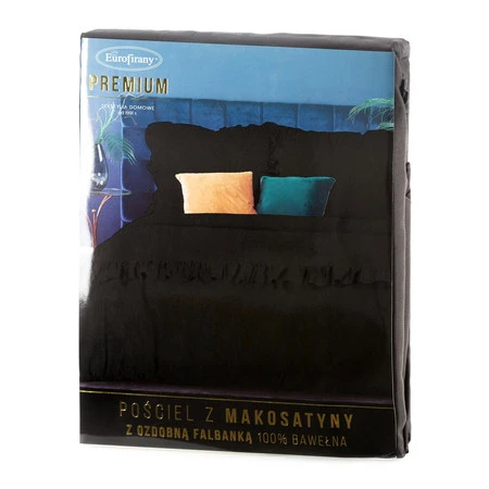 Komplet pościeli satynowej Venus, 160 x 200 cm, Czarny