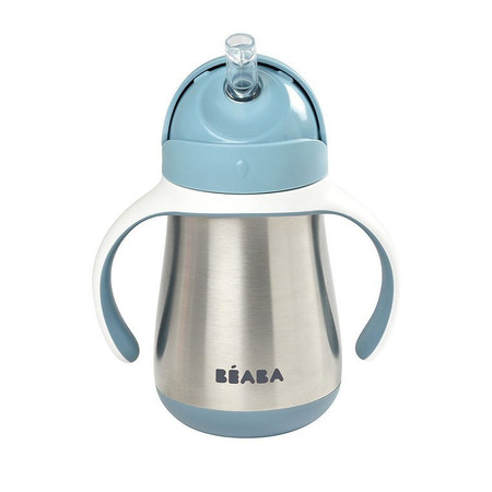 BEABA Bidon niekapek ze słomką termiczny 250 ml Windy Blue