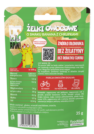 BeRAW! Kids Żelki Banan z chrupkami 35g żelki dla dzieci