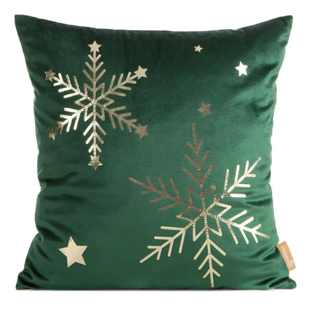 świąteczna poszewka welwetowa z ozdobnym nadrukiem foliowym szerokość: 45 cm, długość: 45 cm, kolor: ciemnozielony