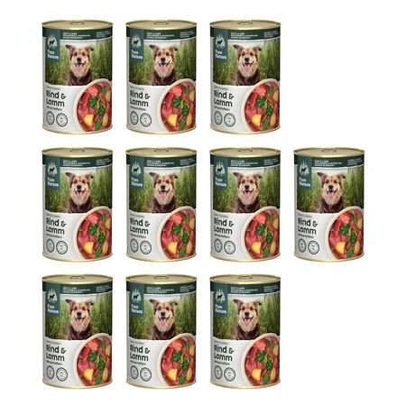 Zestaw 10x PURE NATURE DOG Rind Lamm - wołowina i jagnięcina z ziemniakami i algami dla dorosłych psów (400g)