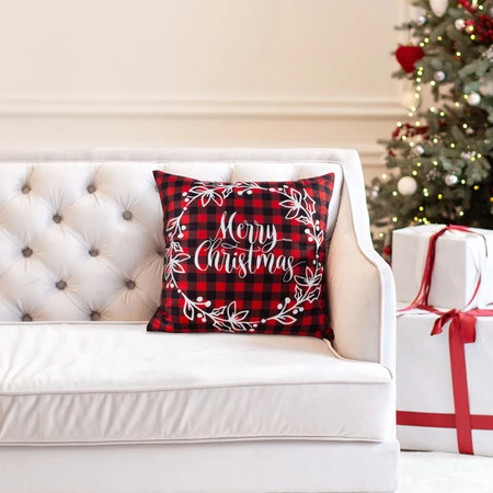 Welwetowa poszewka dekoracyjna z ozdobnym światecznym nadrukiem szerokość: 45 cm, długość: 45 cm, kolor: czerwony