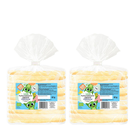 Zestaw: 2x WAFLE KUKURYDZIANO-JAGLANE NIESOLONE BIO 62 g - BIOMINKI