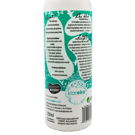 Klareko, Uniwersalnik, Spray do czyszczenia wszystkich powierzchni, wersja MINI, Grejpfrut i Mięta, 250 ml