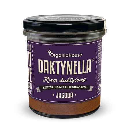 KREM KOKOS - DAKTYLE MEDJOOL - JAGODA BEZGLUTENOWY BIO 280 g - ORGANICHOUSE (DAKTYNELLA)