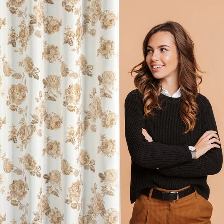 Zasłona ZAS/AVANI/BEŻ+ZŁ 140X250 PRZELOTKI